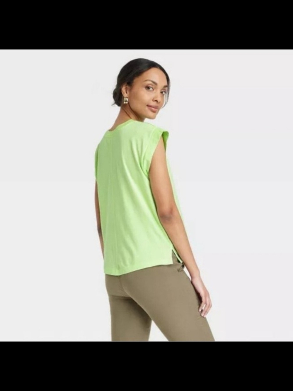 a new day Sleeveless Crewneck Tank in Bright Lime - Picture 3 of 8